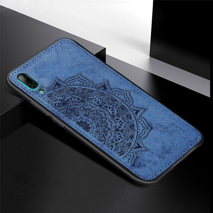 Embossed Mandala Pattern Magnetic PC + TPU + Fabric Shockproof Case for Huawei Y7 (2019) without Fingerprint Hole