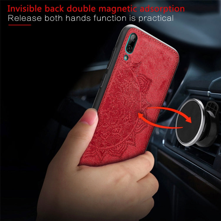 Embossed Mandala Pattern Magnetic PC + TPU + Fabric Shockproof Case for Huawei Y7 (2019) without Fingerprint Hole