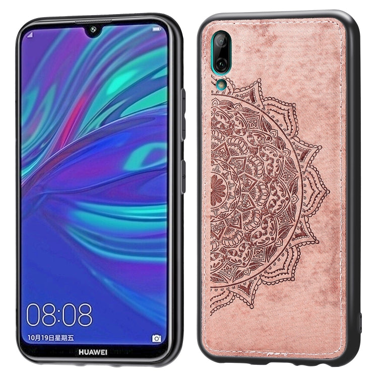 Embossed Mandala Pattern Magnetic PC + TPU + Fabric Shockproof Case for Huawei Y7 (2019) without Fingerprint Hole