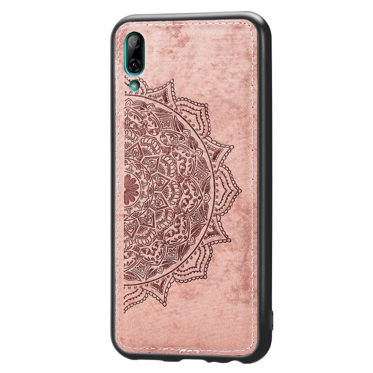 Embossed Mandala Pattern Magnetic PC + TPU + Fabric Shockproof Case for Huawei Y7 (2019) without Fingerprint Hole