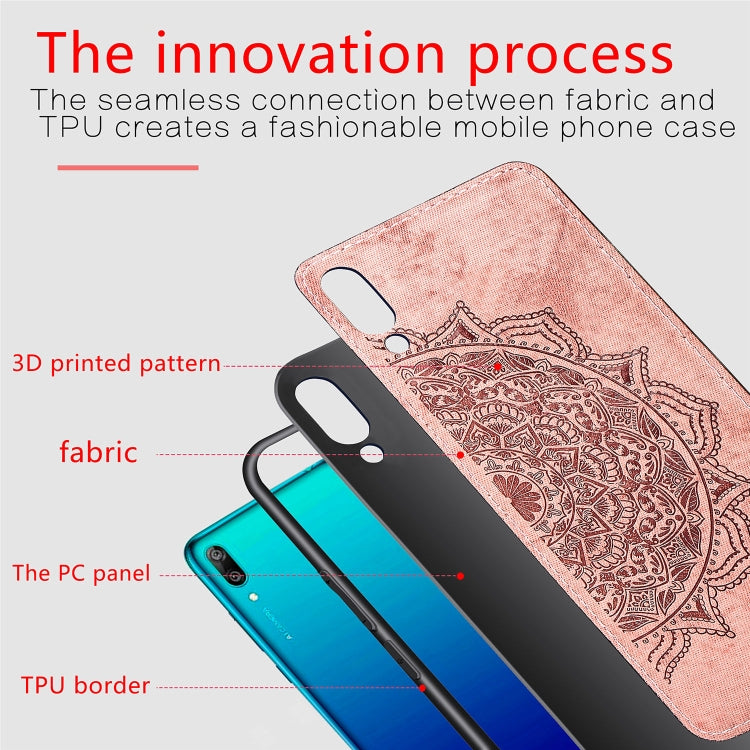 Embossed Mandala Pattern Magnetic PC + TPU + Fabric Shockproof Case for Huawei Y7 (2019) without Fingerprint Hole