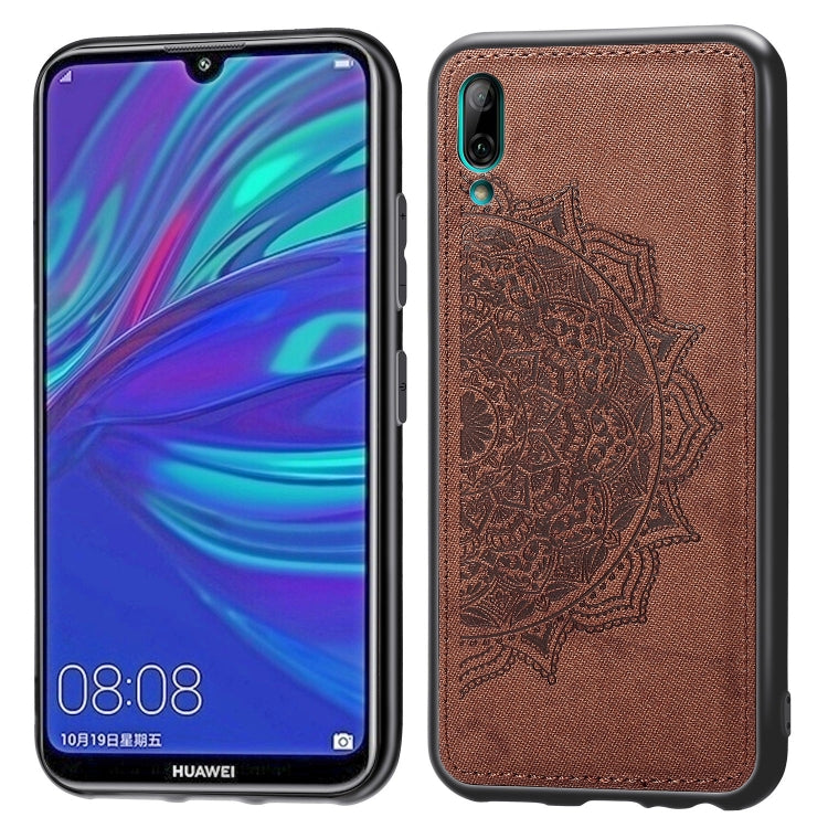 Embossed Mandala Pattern Magnetic PC + TPU + Fabric Shockproof Case for Huawei Y7 (2019) without Fingerprint Hole
