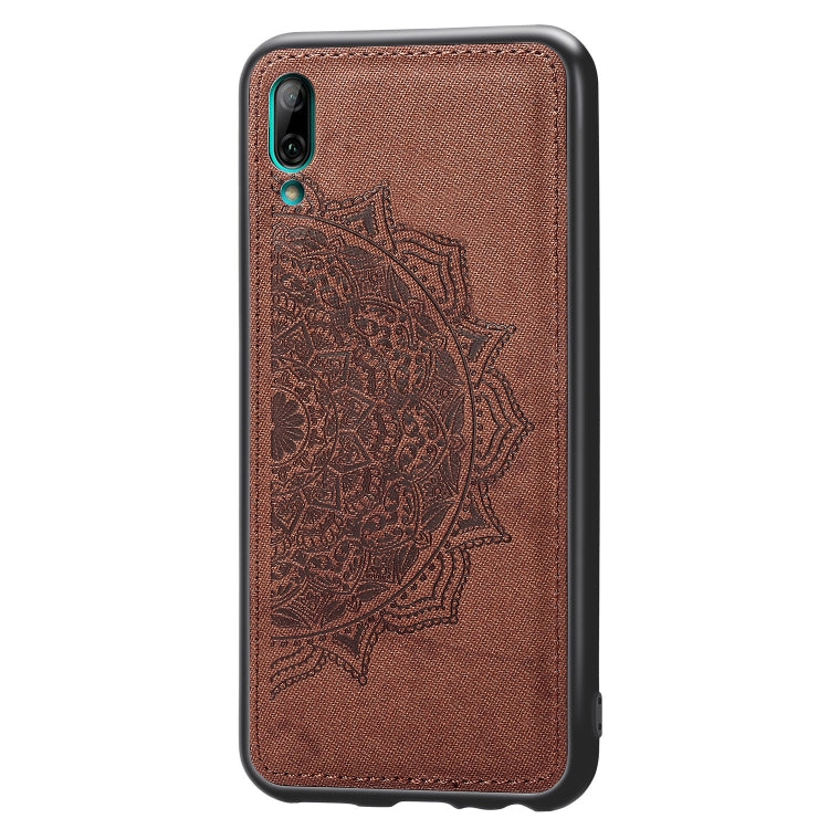 Embossed Mandala Pattern Magnetic PC + TPU + Fabric Shockproof Case for Huawei Y7 (2019) without Fingerprint Hole