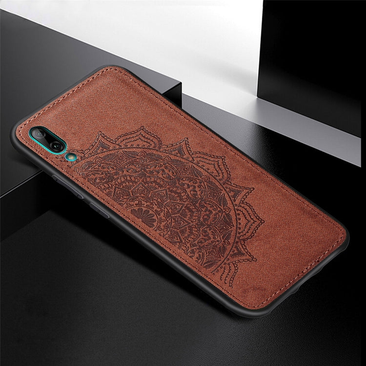 Embossed Mandala Pattern Magnetic PC + TPU + Fabric Shockproof Case for Huawei Y7 (2019) without Fingerprint Hole