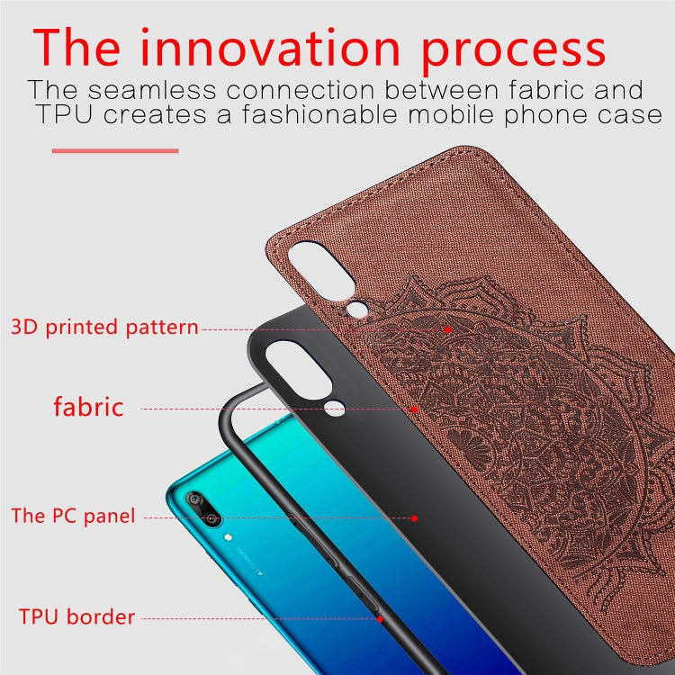 Embossed Mandala Pattern Magnetic PC + TPU + Fabric Shockproof Case for Huawei Y7 (2019) without Fingerprint Hole