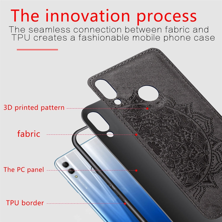 Embossed Mandala Pattern Magnetic PC + TPU + Fabric Shockproof Case for Huawei Honor 10 Lite