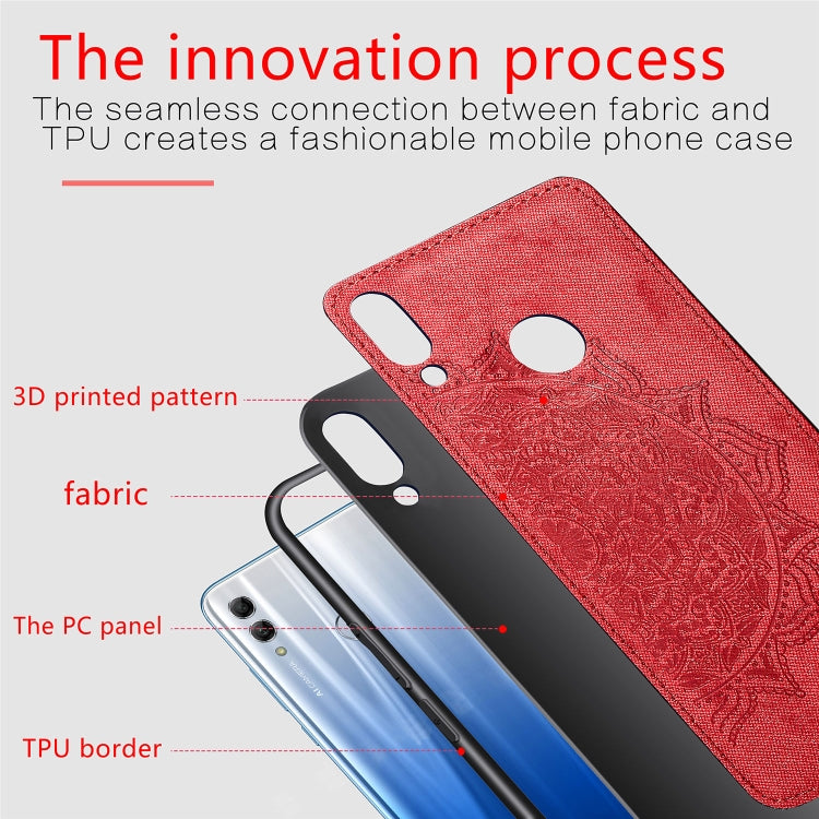 Embossed Mandala Pattern Magnetic PC + TPU + Fabric Shockproof Case for Huawei Honor 10 Lite