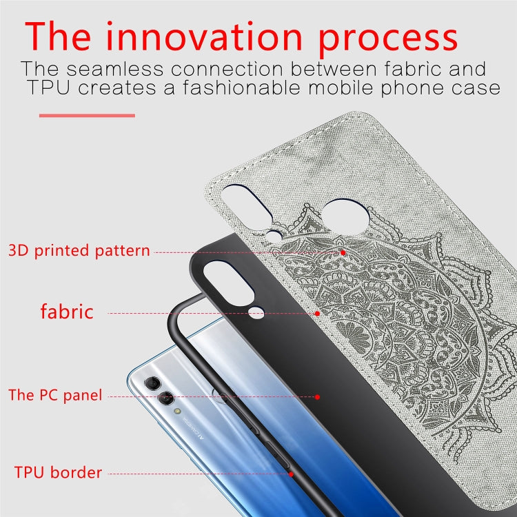 Embossed Mandala Pattern Magnetic PC + TPU + Fabric Shockproof Case for Huawei Honor 10 Lite
