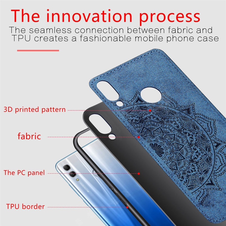 Embossed Mandala Pattern Magnetic PC + TPU + Fabric Shockproof Case for Huawei Honor 10 Lite