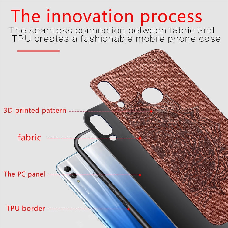 Embossed Mandala Pattern Magnetic PC + TPU + Fabric Shockproof Case for Huawei Honor 10 Lite