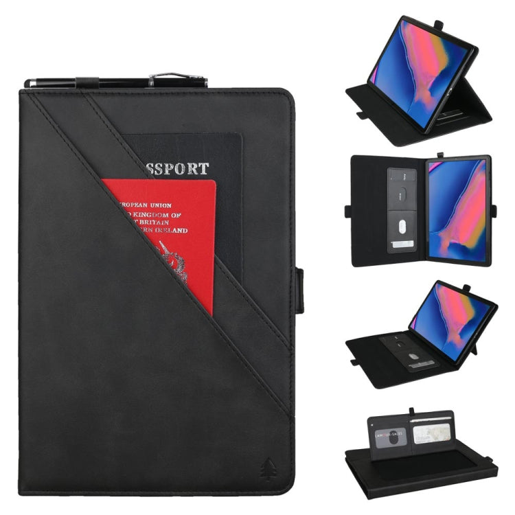 Horizontal Flip Double Bracket Leather Case for Galaxy Tab A 8 (2019) P200 / P205, with Card Slots & Photo Frame & Pen Slot