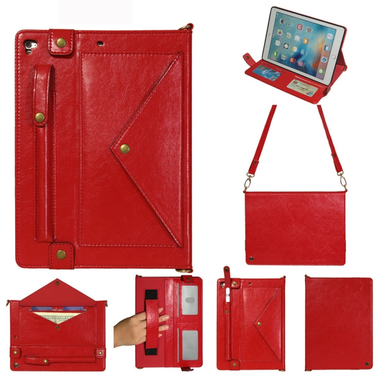 Envelope Horizontal Flip Leather Case for iPad 9.7 inch (2018) & (2017) / Air / Air 2 / Pro 9.7 inch, with Card Slots & Pen Slots & Holder & Wallet & Photo Frame & Shoulder Strap