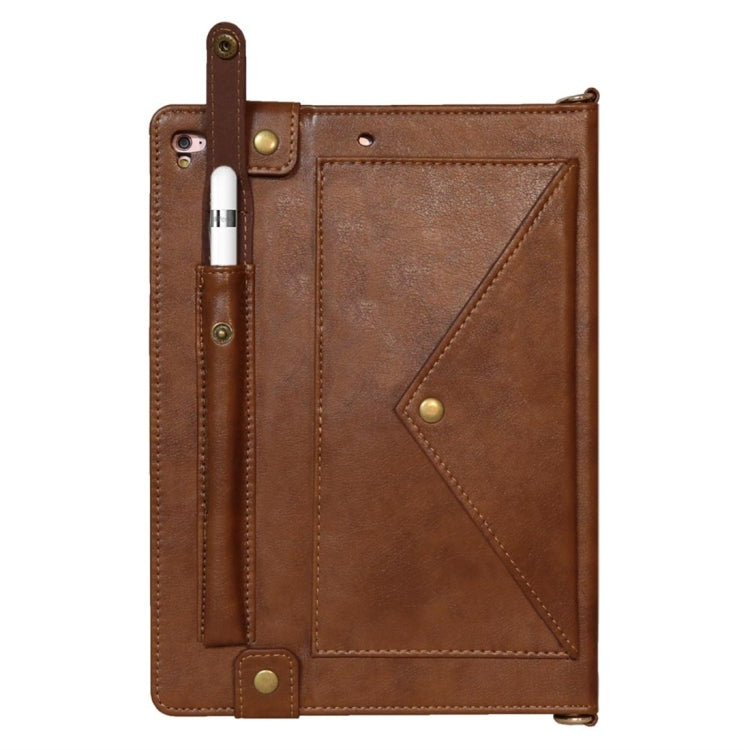 Envelope Horizontal Flip Leather Case for iPad 9.7 inch (2018) & (2017) / Air / Air 2 / Pro 9.7 inch, with Card Slots & Pen Slots & Holder & Wallet & Photo Frame & Shoulder Strap