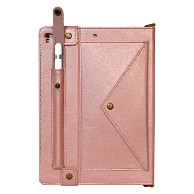 Envelope Horizontal Flip Leather Case for iPad 9.7 inch (2018) & (2017) / Air / Air 2 / Pro 9.7 inch, with Card Slots & Pen Slots & Holder & Wallet & Photo Frame & Shoulder Strap
