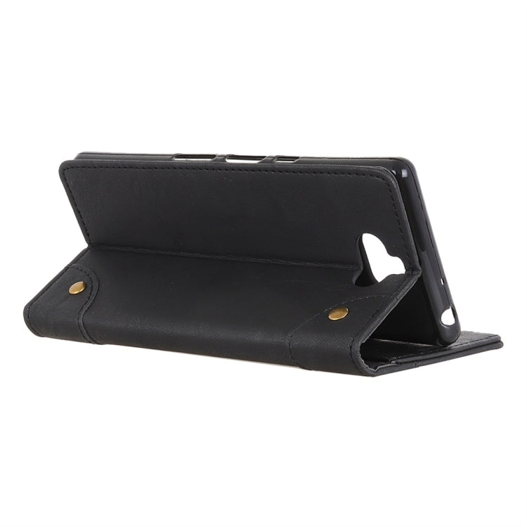 Copper Buckle Retro Crazy Horse Texture Horizontal Flip Leather Case for Sony Xperia 8, with Holder & Card Slots & Wallet