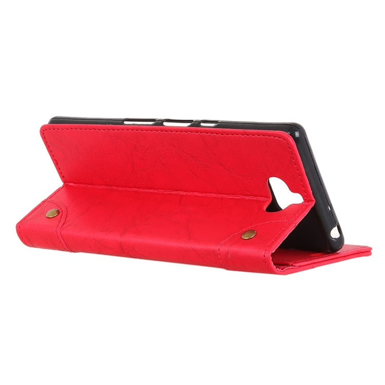 Copper Buckle Retro Crazy Horse Texture Horizontal Flip Leather Case for Sony Xperia 8, with Holder & Card Slots & Wallet