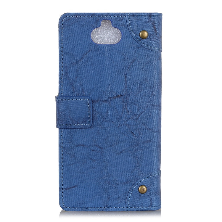 Copper Buckle Retro Crazy Horse Texture Horizontal Flip Leather Case for Sony Xperia 8, with Holder & Card Slots & Wallet