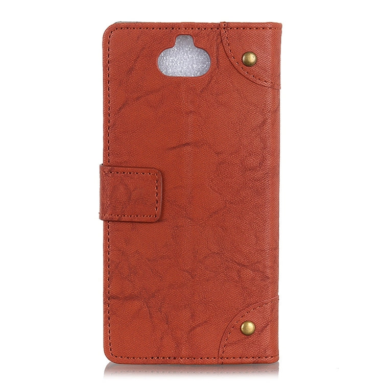 Copper Buckle Retro Crazy Horse Texture Horizontal Flip Leather Case for Sony Xperia 8, with Holder & Card Slots & Wallet