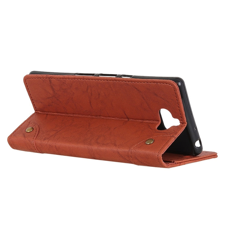 Copper Buckle Retro Crazy Horse Texture Horizontal Flip Leather Case for Sony Xperia 8, with Holder & Card Slots & Wallet