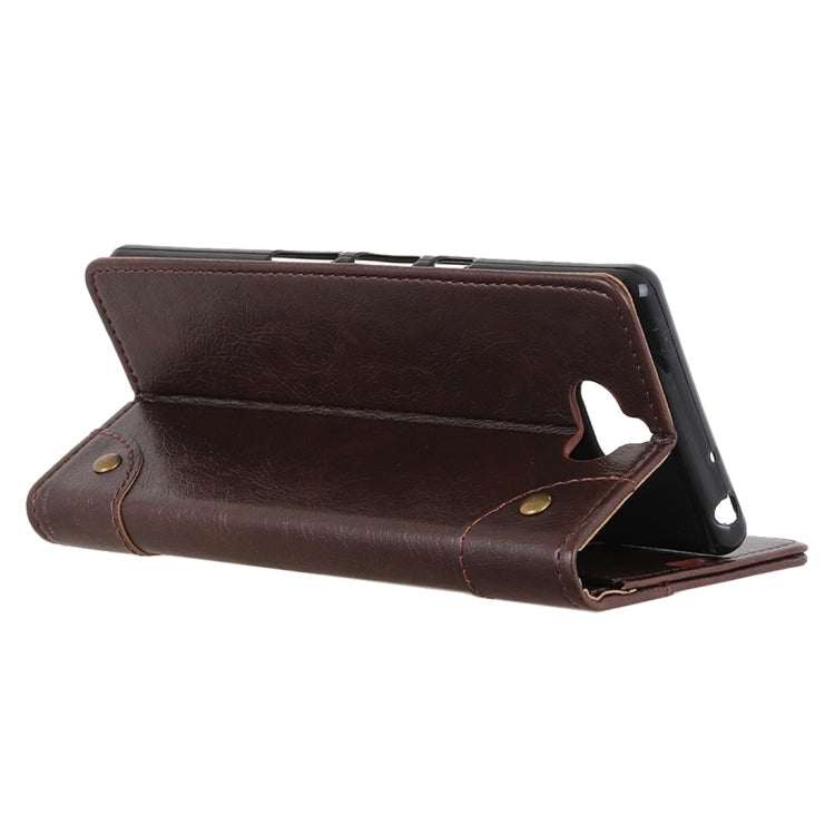 Copper Buckle Nappa Texture Horizontal Flip Leather Case for Sony Xperia 8, with Holder & Card Slots & Wallet