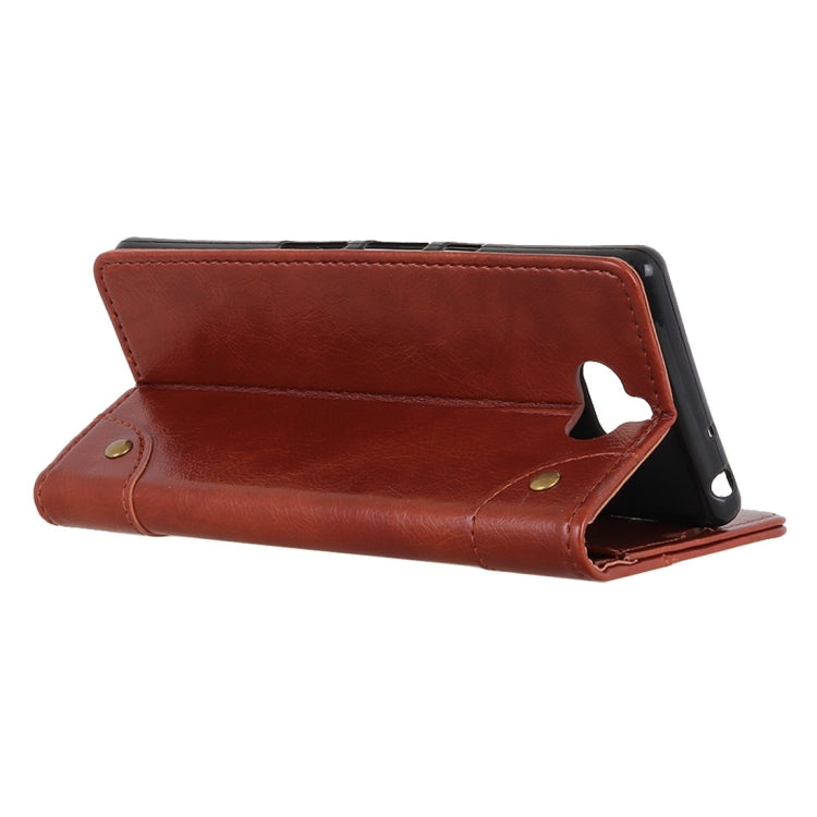 Copper Buckle Nappa Texture Horizontal Flip Leather Case for Sony Xperia 8, with Holder & Card Slots & Wallet