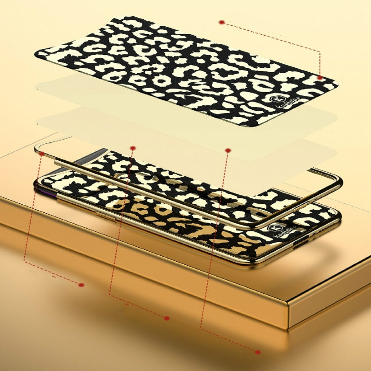 Leopard Pattern Electroplating Soft Frame Plexiglass Mirror Protective Case For OPPO Find X