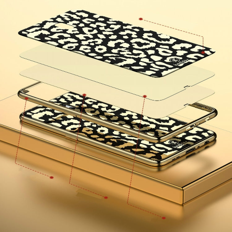 Leopard Pattern Electroplating Soft Frame Plexiglass Mirror Protective Case For OPPO Reon 10X Zoom