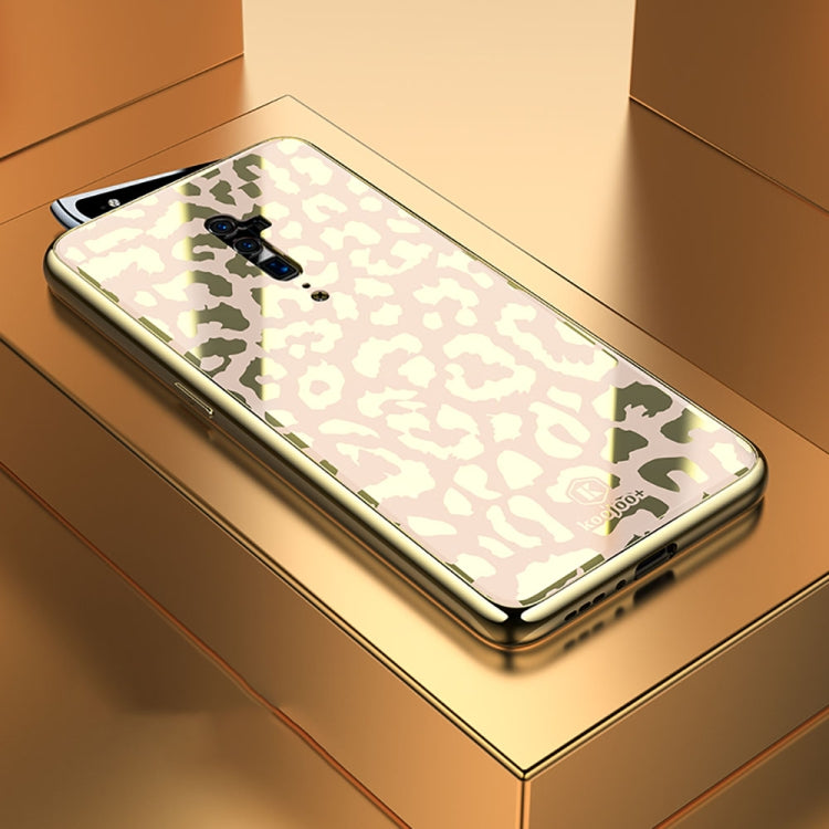 Leopard Pattern Electroplating Soft Frame Plexiglass Mirror Protective Case For OPPO Reon 10X Zoom