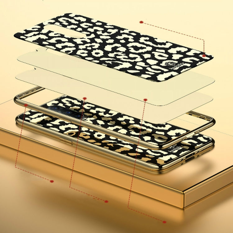 Leopard Pattern Electroplating Soft Frame Plexiglass Mirror Protective Case, For:For  OPPO R17