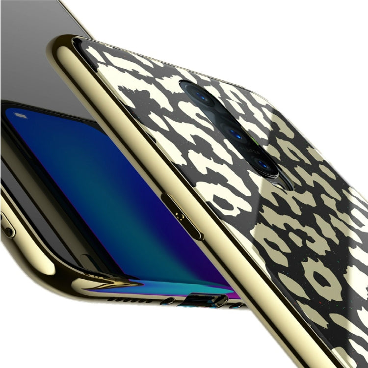 Leopard Pattern Electroplating Soft Frame Plexiglass Mirror Protective Case, For:For  OPPO R15