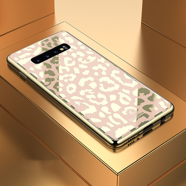 Leopard Pattern Electroplating Soft Frame Plexiglass Mirror Protective Case For Galaxy S10+