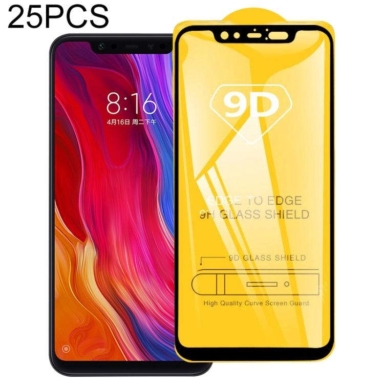 25 PCS 9D Full Glue Full Screen Tempered Glass Film For Xiaomi Mi 8