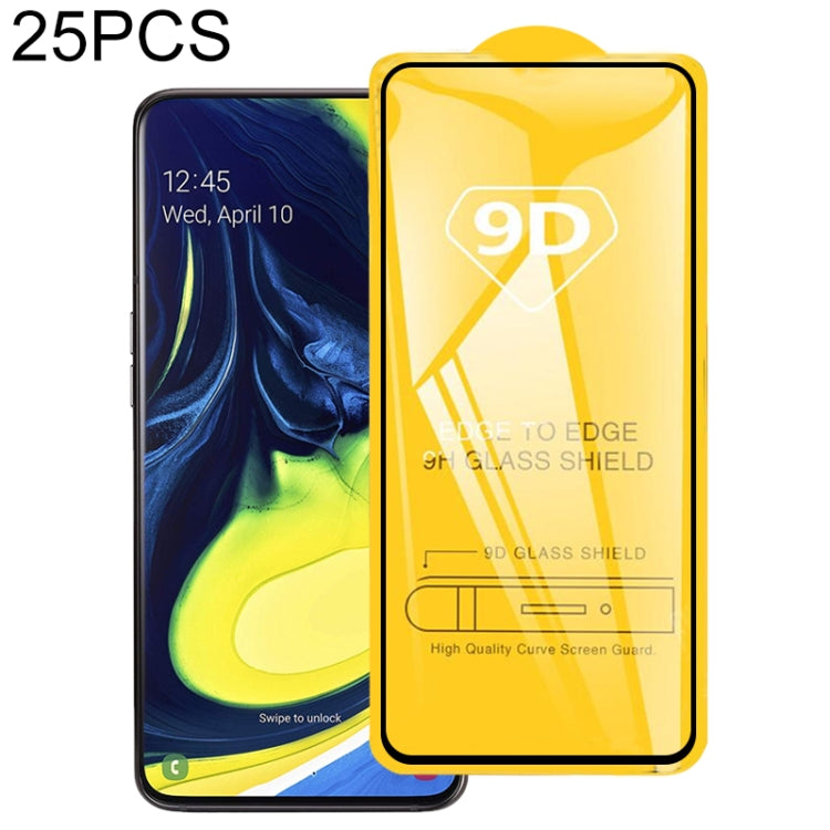 25 PCS 9D Full Glue Full Screen Tempered Glass Film For Galaxy A90 & A80