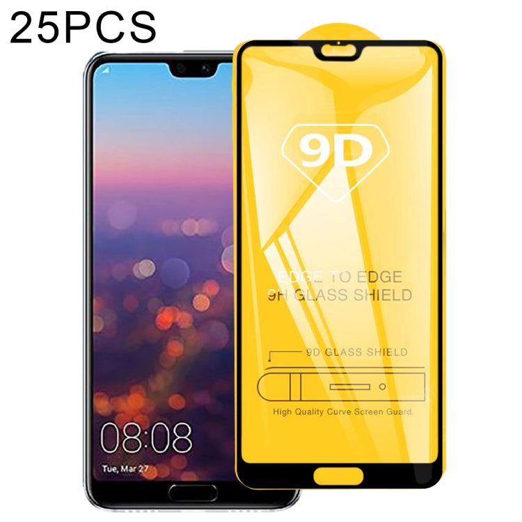 25 PCS 9D Full Glue Full Screen Tempered Glass Film For Huawei P20 Pro