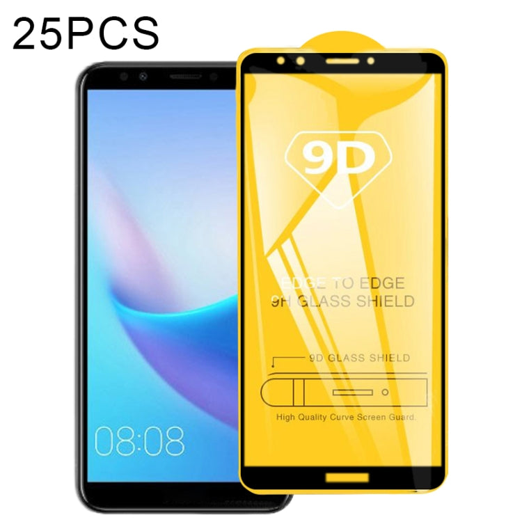 25 PCS 9D Full Glue Full Screen Tempered Glass Film For Huawei Nova 2 Lite / Y7 Prime (2018)