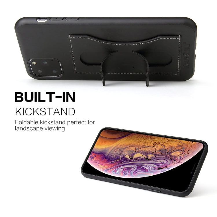 For iPhone 11 Pro Fierre Shann Full Coverage Protective Leather Case with Holder & Card Slot