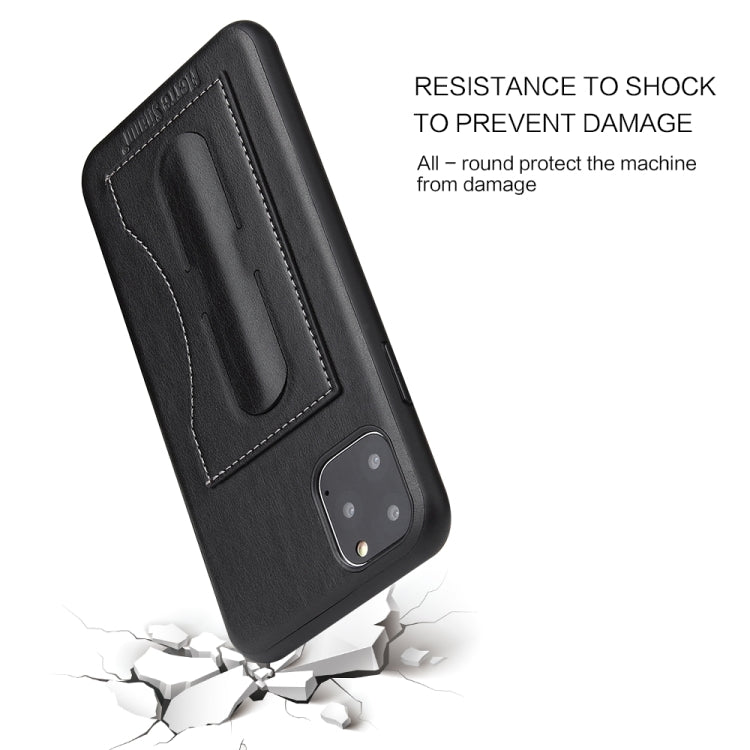 For iPhone 11 Pro Fierre Shann Full Coverage Protective Leather Case with Holder & Card Slot