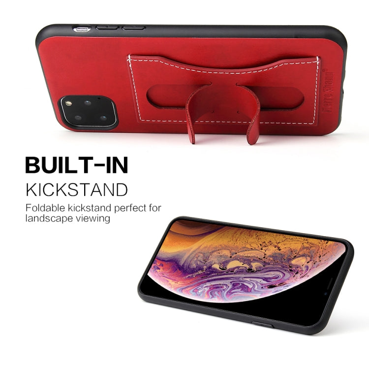For iPhone 11 Pro Fierre Shann Full Coverage Protective Leather Case with Holder & Card Slot
