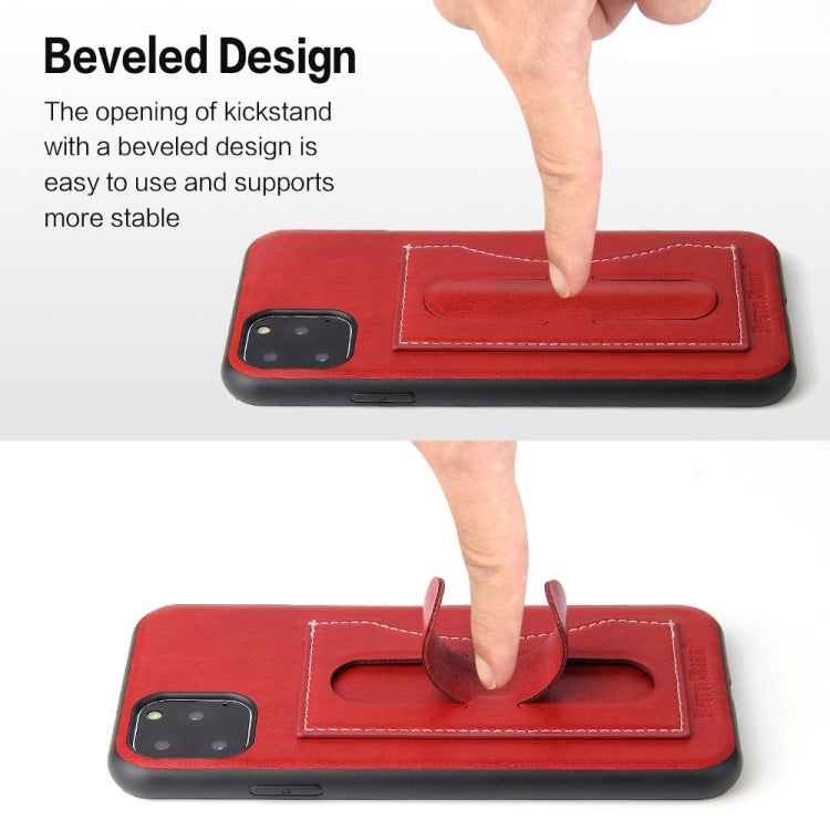 For iPhone 11 Pro Fierre Shann Full Coverage Protective Leather Case with Holder & Card Slot