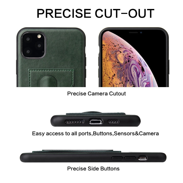 For iPhone 11 Pro Fierre Shann Full Coverage Protective Leather Case with Holder & Card Slot