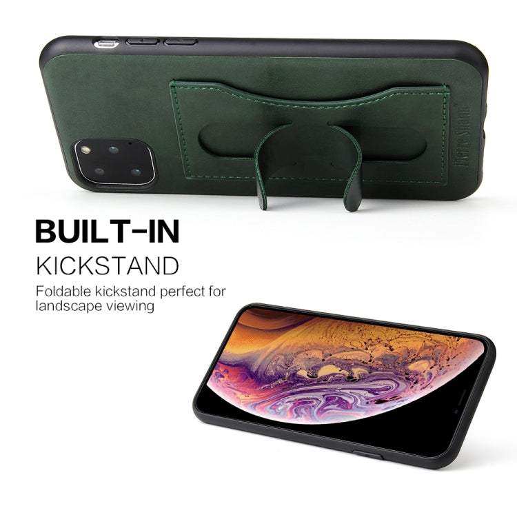 For iPhone 11 Pro Fierre Shann Full Coverage Protective Leather Case with Holder & Card Slot