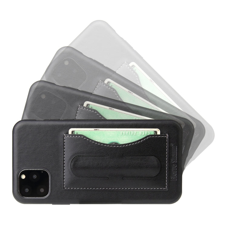 For iPhone 11 Fierre Shann Full Coverage Protective Leather Case with Holder & Card Slot
