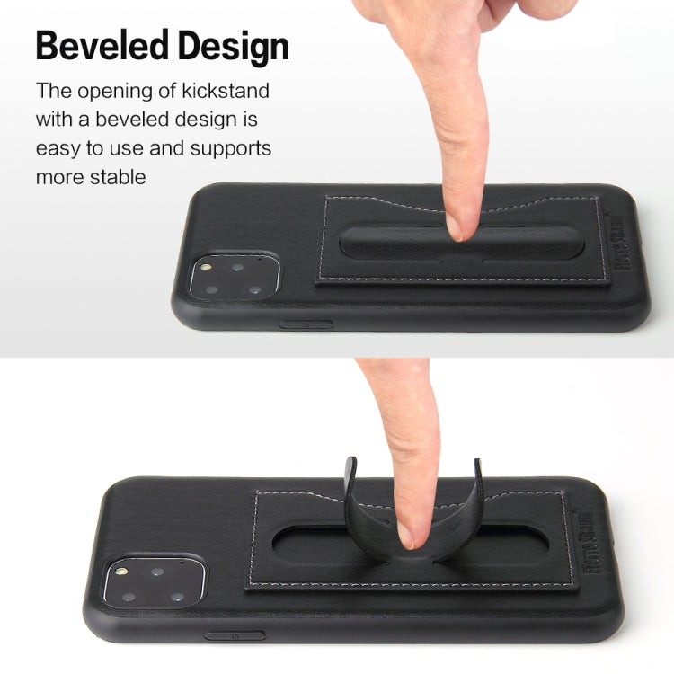 For iPhone 11 Fierre Shann Full Coverage Protective Leather Case with Holder & Card Slot