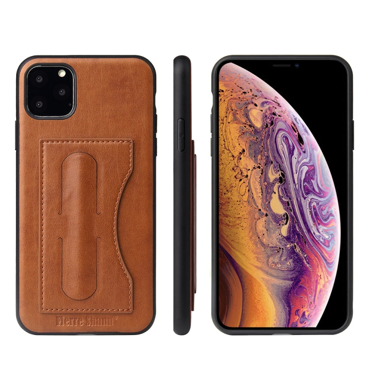 For iPhone 11 Fierre Shann Full Coverage Protective Leather Case with Holder & Card Slot
