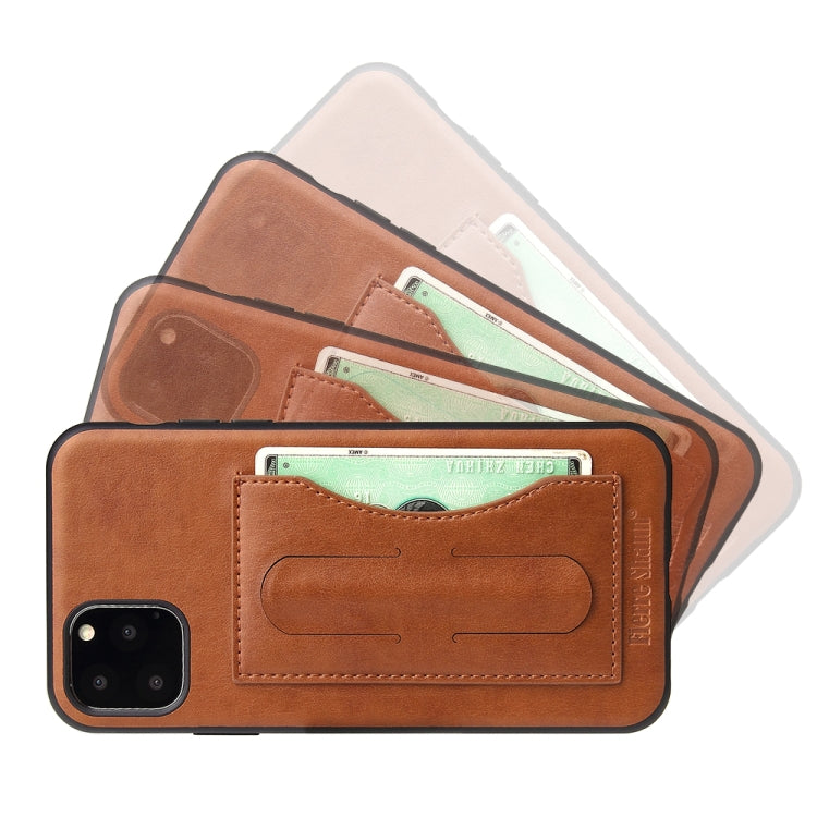 For iPhone 11 Fierre Shann Full Coverage Protective Leather Case with Holder & Card Slot