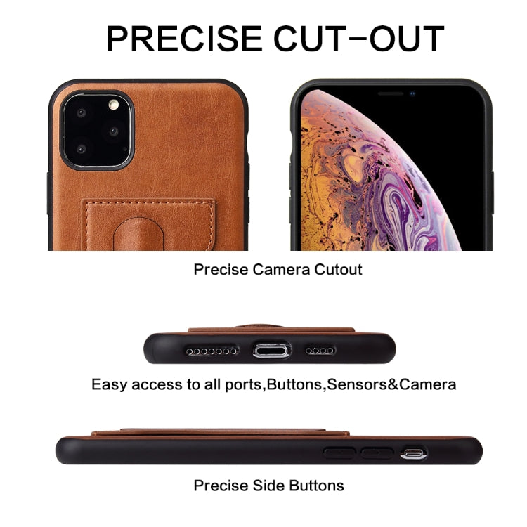 For iPhone 11 Fierre Shann Full Coverage Protective Leather Case with Holder & Card Slot