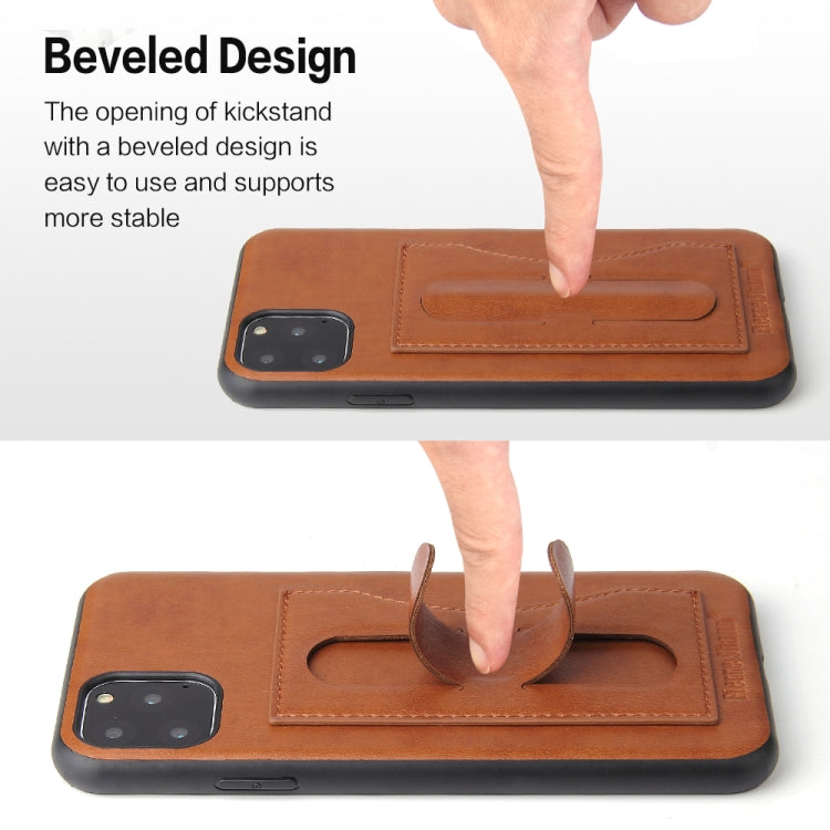 For iPhone 11 Fierre Shann Full Coverage Protective Leather Case with Holder & Card Slot
