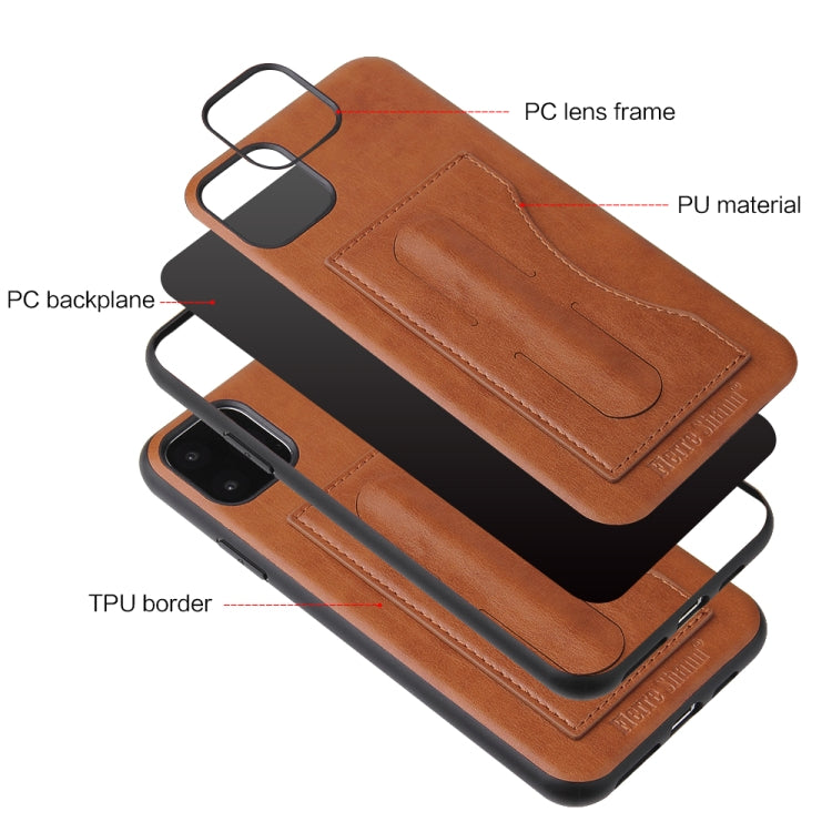 For iPhone 11 Fierre Shann Full Coverage Protective Leather Case with Holder & Card Slot