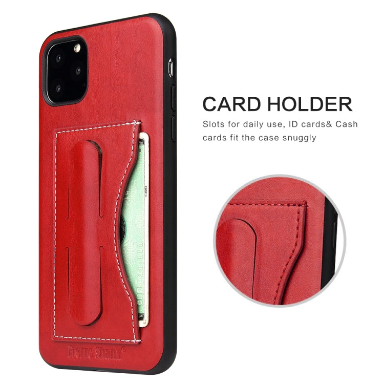 For iPhone 11 Fierre Shann Full Coverage Protective Leather Case with Holder & Card Slot