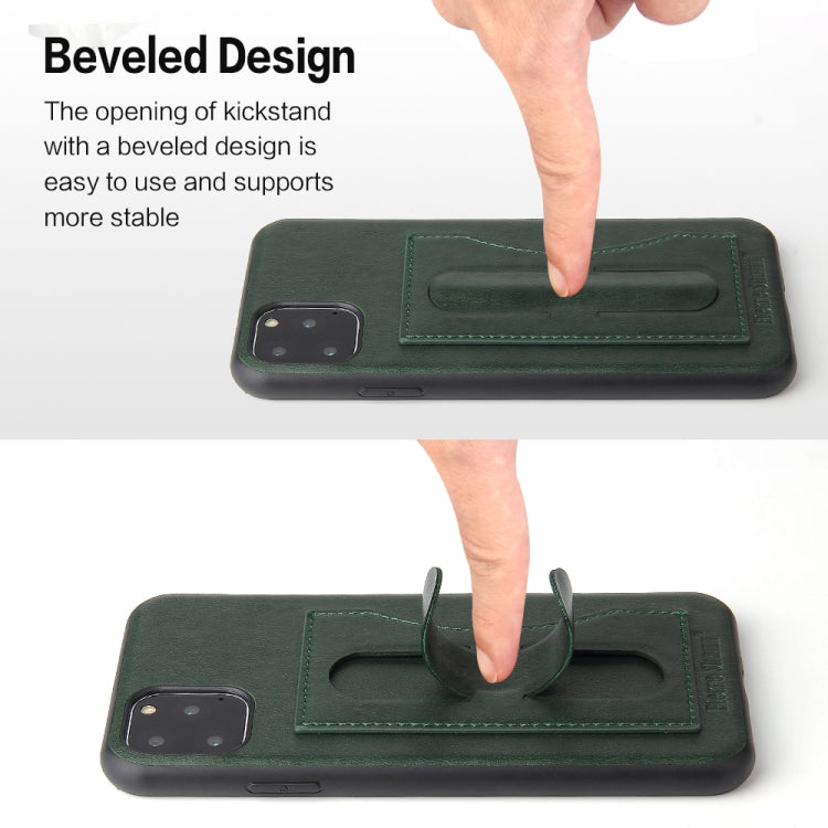 For iPhone 11 Fierre Shann Full Coverage Protective Leather Case with Holder & Card Slot